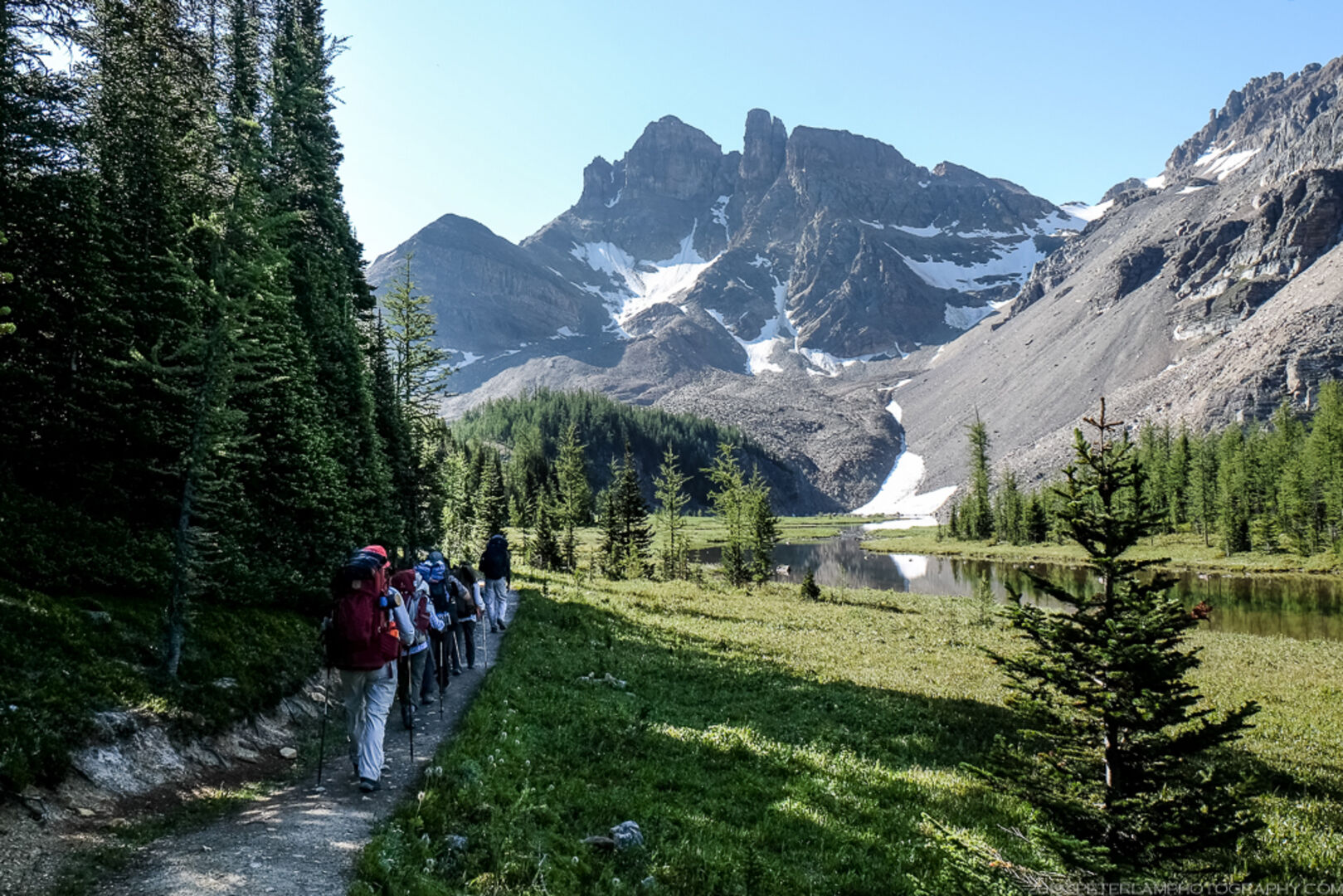 Hikers on Wonder Pass, Assiniboine